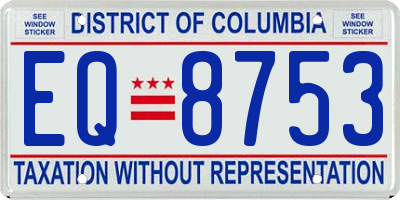 DC license plate EQ8753