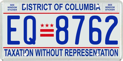 DC license plate EQ8762