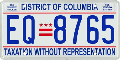 DC license plate EQ8765