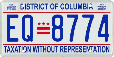 DC license plate EQ8774