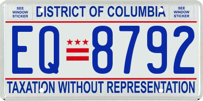 DC license plate EQ8792