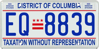 DC license plate EQ8839