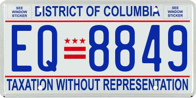DC license plate EQ8849