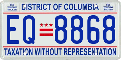 DC license plate EQ8868