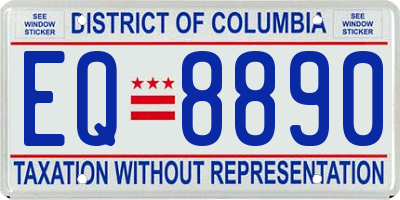 DC license plate EQ8890