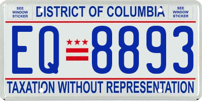 DC license plate EQ8893