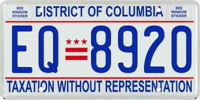 DC license plate EQ8920