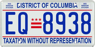 DC license plate EQ8938
