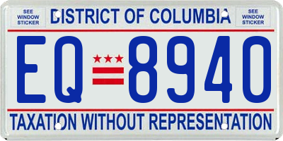 DC license plate EQ8940