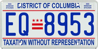 DC license plate EQ8953