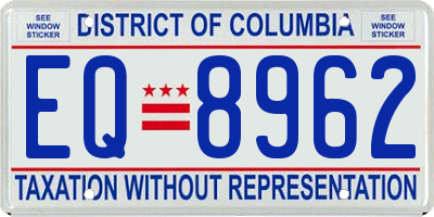 DC license plate EQ8962
