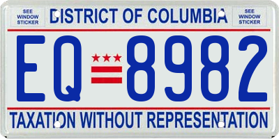 DC license plate EQ8982