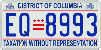 DC license plate EQ8993