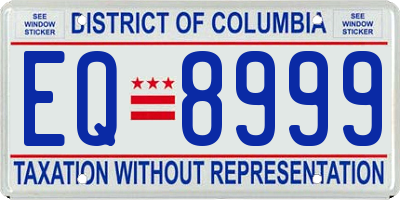 DC license plate EQ8999