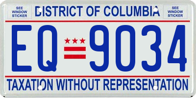 DC license plate EQ9034