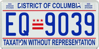 DC license plate EQ9039