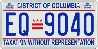 DC license plate EQ9040