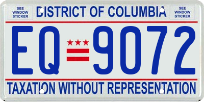 DC license plate EQ9072