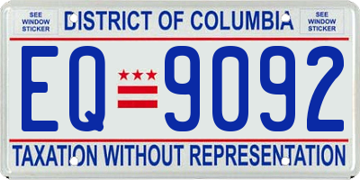 DC license plate EQ9092