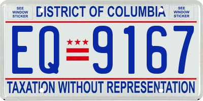 DC license plate EQ9167
