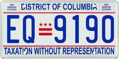 DC license plate EQ9190