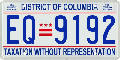 DC license plate EQ9192