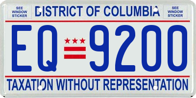 DC license plate EQ9200