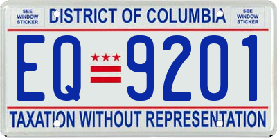 DC license plate EQ9201