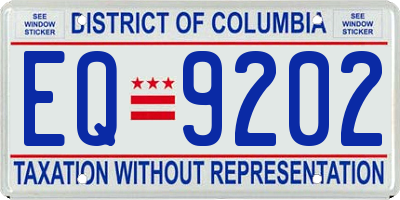 DC license plate EQ9202