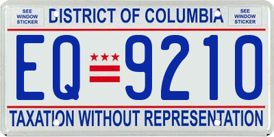 DC license plate EQ9210