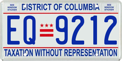 DC license plate EQ9212