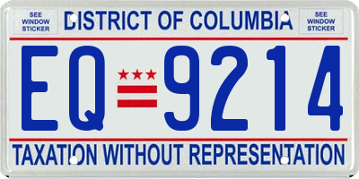 DC license plate EQ9214