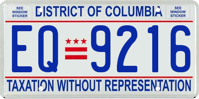 DC license plate EQ9216