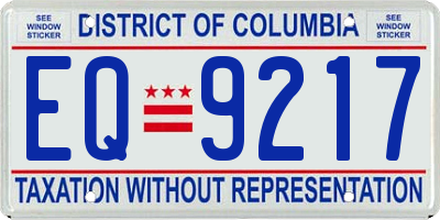 DC license plate EQ9217