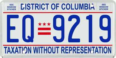 DC license plate EQ9219