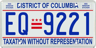 DC license plate EQ9221