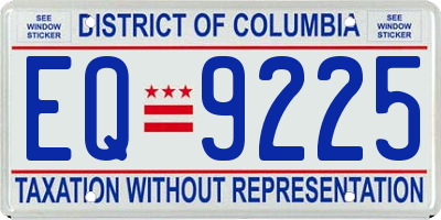 DC license plate EQ9225