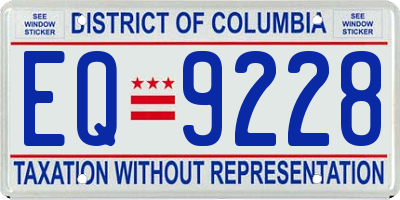 DC license plate EQ9228