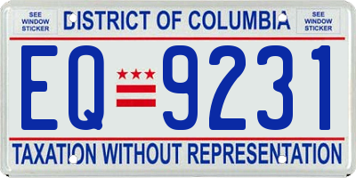 DC license plate EQ9231