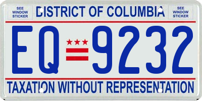 DC license plate EQ9232