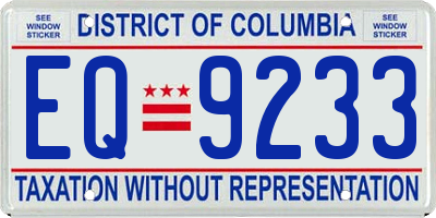 DC license plate EQ9233
