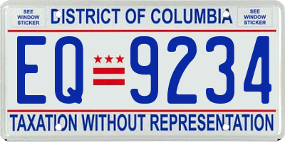 DC license plate EQ9234