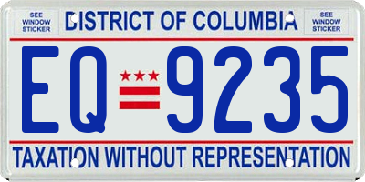 DC license plate EQ9235