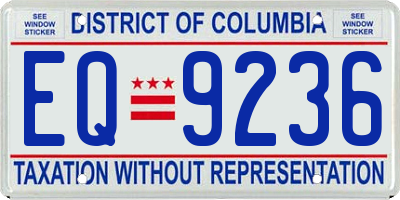 DC license plate EQ9236