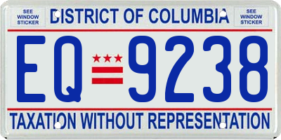 DC license plate EQ9238