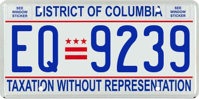 DC license plate EQ9239