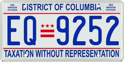 DC license plate EQ9252