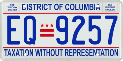 DC license plate EQ9257