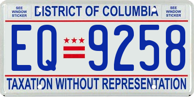 DC license plate EQ9258