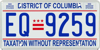 DC license plate EQ9259